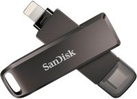 SanDisk - 256GB iXpand Phone Drive Luxe for iPhone Lightning and Type-C Devices - Black - Large Front