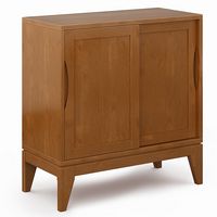 Simpli Home - Harper Low Storage Cabinet - Teak Brown - Large Front