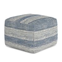Simpli Home - Clay Square Pouf - Patterened Teal Melange - Large Front