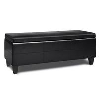 Simpli Home - Afton Storage Ottoman Bench - Midnight Black - Large Front