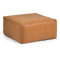 Simpli Home - Brody Large Square Coffee Table Pouf - Distressed Brown - Large Front