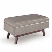 Simpli Home - Owen Small Rectangular Storage Ottoman - Distressed Grey Taupe - Large Front