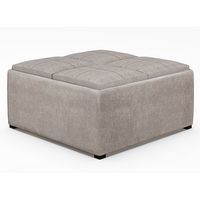 Simpli Home - Avalon Square Coffee Table Storage Ottoman - Distressed Grey Taupe - Large Front
