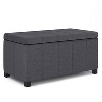 Simpli Home - Dover Storage Ottoman Bench - Slate Grey - Large Front