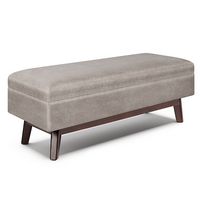 Simpli Home - Owen Rectangular Storage Ottoman - Distressed Grey Taupe - Large Front