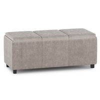 Simpli Home - Avalon Storage Ottoman - Distressed Grey Taupe - Large Front