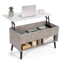 Costway 31.5''  Lift Top CoffeeTable ModernTable W/ Hidden Compartment&Wood Legs For Home - Grey - Large Front