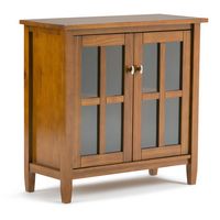 Simpli Home - Warm Shaker Low Storage Cabinet - Light Golden Brown - Large Front