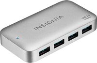 Insignia™ - 4-Port USB 3.0 Powered Hub - Metallic Gray - Large Front