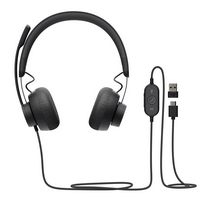 Logitech - Zone 750 Wired Noise Canceling On-Ear Headset - Black - Large Front