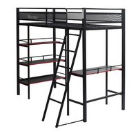 X Rocker - Fortress Gaming Bunk with Desk and Shelving - Black - Large Front