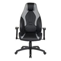 OSP Home Furnishings - Commander Gaming Chair in Black Faux Leather and Grey Accents - Gray - Large Front