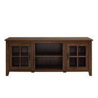 Walker Edison - 58” Farmhouse 2 Door TV Stand for TVs up to 65” - Dark brown - Large Front