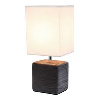 Simple Designs - Petite Faux Stone Table Lamp with Fabric Shade - Brown base/White shade - Large Front