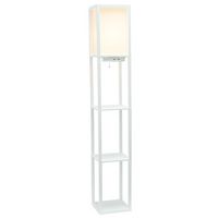 Simple Designs - Floor Lamp Etagere Organizer Storage Shelf w 2 USB Charging Ports, 1 Charging Ou... - Large Front