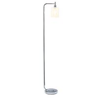 Simple Designs - Modern Iron Lantern Floor Lamp with Glass Shade - Chrome - Large Front