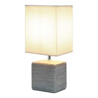 Simple Designs - Petite Faux Stone Table Lamp with Fabric Shade - Gray base/White Shade - Large Front