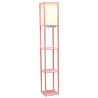Simple Designs - Floor Lamp Etagere Organizer Storage Shelf w 2 USB Charging Ports, 1 Charging Ou... - Large Front