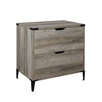 Walker Edison - Modern Farmhouse Angle Iron 2-Drawer Filing Cabinet - Grey Wash - Large Front