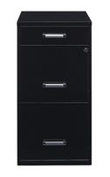 Hirsh - Metal 3-Drawer Organizer File Cabinet with Pencil Drawer - Black - Large Front