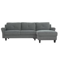 Lifestyle Solutions - Hamburg Rolled Arm Sectional Sofa in Grey - Dark Grey - Large Front