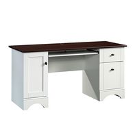 Sauder - Computer Desk with Cherry Top Finish - Soft White - Large Front