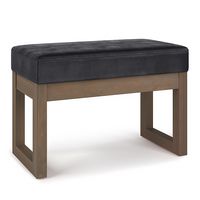 Simpli Home - Milltown Footstool Small Ottoman Bench - Distressed Black - Large Front
