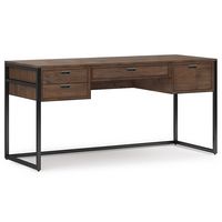 Simpli Home - Richmond solid acacia wood Modern Industrial 60 inch Wide Desk - Rustic Natural Age... - Large Front