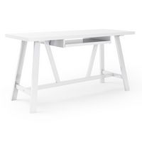 Simpli Home - Dylan solid wood Industrial 60 inch Wide Writing Office Desk - White - Large Front