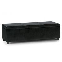 Simpli Home - Avalon Extra Large Storage Ottoman Bench - Midnight Black - Large Front