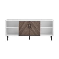 Walker Edison - Bookmatch Door TV Stand for Most TVs up to 65” - Ash Brown Bookmatch/ Solid White - Large Front