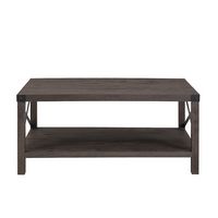 Walker Edison - 40” Farmhouse Metal-X Coffee Table - Sable - Large Front