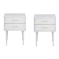 Walker Edison - 2-Piece Mid-Century 2-Drawer Side Table Set - White - Large Front