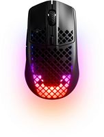 SteelSeries - Aerox 3 Super Light Honeycomb Wireless RGB Optical Gaming Mouse - Wireless - Onyx - Large Front