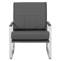 Studio Designs - Allure Leather and Chrome Armchair - Smoke - Large Front