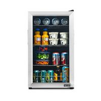NewAir - 100-Can Beverage Cooler with Reversible Glass Door, Removable Wire Shelves, Double Pane ... - Large Front