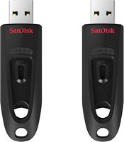 SanDisk - Ultra 64GB USB 3.0 Flash Drive with Hardware Encryption (2-Pack) - Black - Large Front