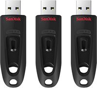 SanDisk - Ultra 32GB USB 3.0 Flash Drive with Hardware Encryption (3-Pack) - Black - Large Front