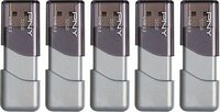 PNY - Turbo Attaché 3 32GB USB 3.0 Type A Flash Drive, 5-Pack - Silver - Large Front