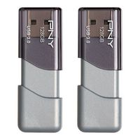 PNY - Turbo Attaché 3 128GB USB 3.0 Type A Flash Drive, 2-Pack - Silver - Large Front