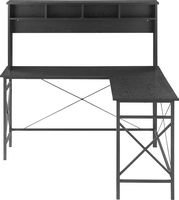 Insignia™ - L-Shaped Computer Desk with Hutch - Black - Large Front