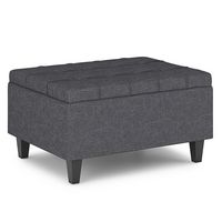 Simpli Home - Harrison Small Coffee Table Storage Ottoman - Slate Grey - Large Front