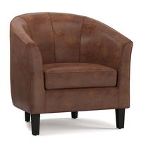 Simpli Home - Austin 30 inch Wide Tub Chair - Distressed Saddle Brown - Large Front