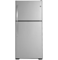 GE - 19.2 Cu. Ft. Top-Freezer Refrigerator - Stainless Steel - Large Front