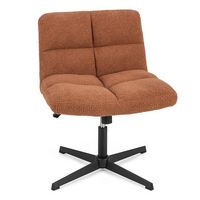 Costway - Modern Armless Swivel Office Chair with Adjustable Height - Brown - Large Front