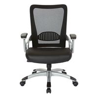 OSP Home Furnishings - Screen Back Chair with Faux Leather Seat - Black - Large Front