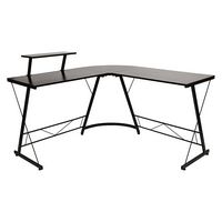 Alamont Home - Ginny L Contemporary Laminate  Home Office Desk - Black/Black - Large Front