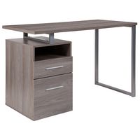 Alamont Home - Harwood Rectangle Contemporary Laminate 2-Drawer Home Office Desk - Light Ash - Large Front