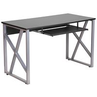 Alamont Home - Salvador Rectangle Contemporary Laminate  Home Office Desk - Black - Large Front