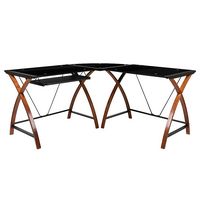 Alamont Home - Jude L Contemporary Glass Home Office Desk - Black - Large Front